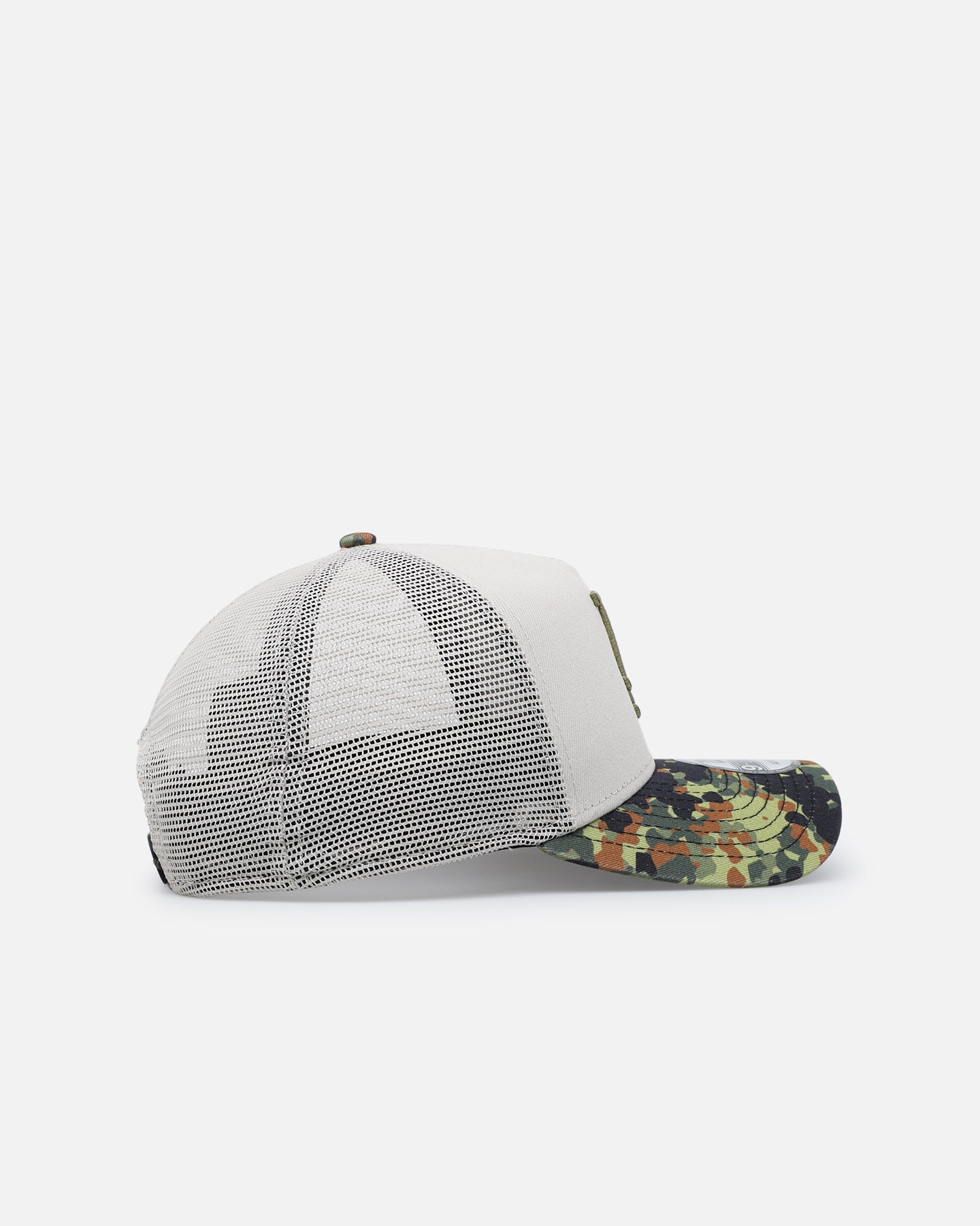 New Era Los Angeles Dodgers "Camo Visor" 9FORTY A-Frame Trucker Snapback Stone/Olive