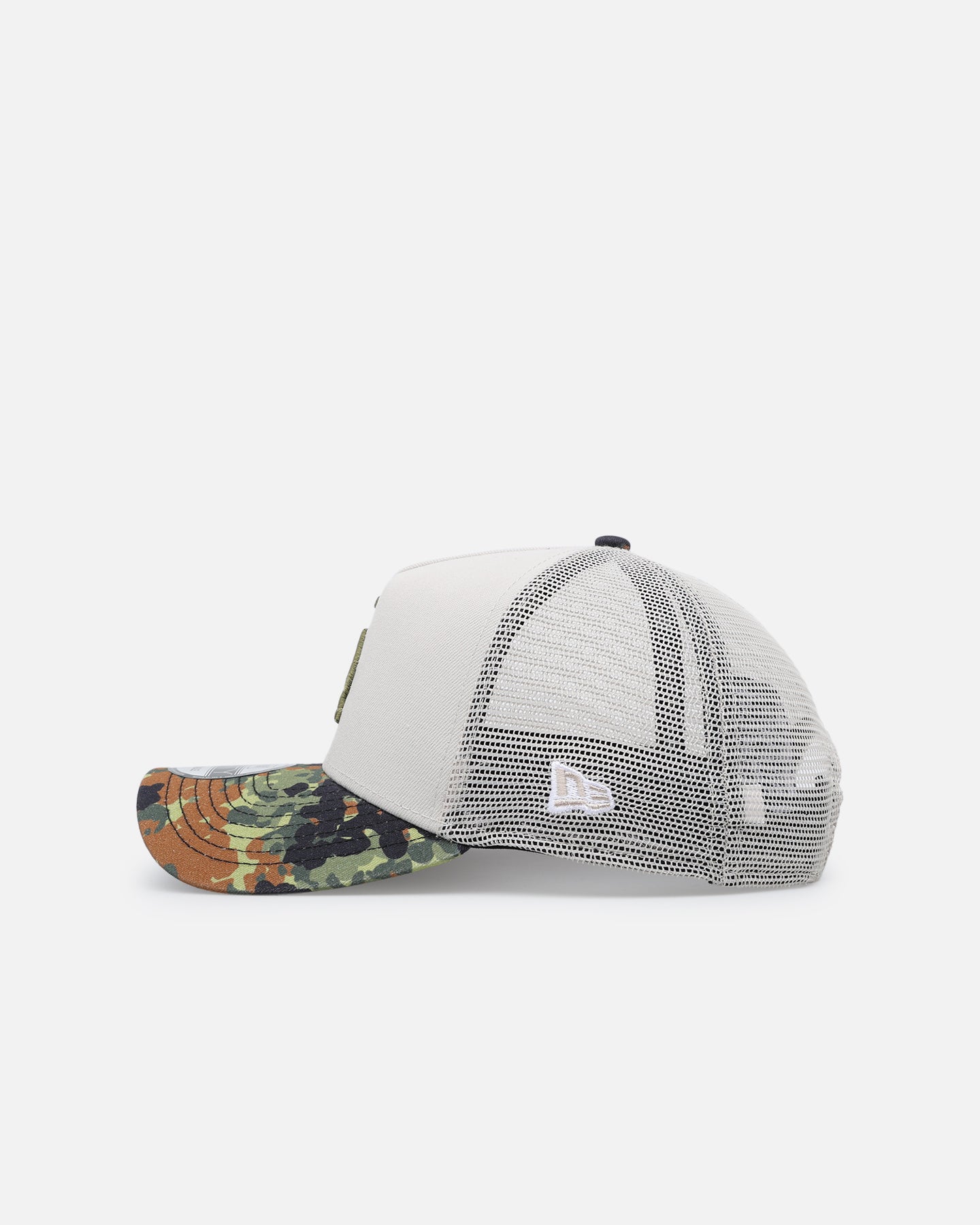 New Era Los Angeles Dodgers "Camo Visor" 9FORTY A-Frame Trucker Snapback Stone/Olive