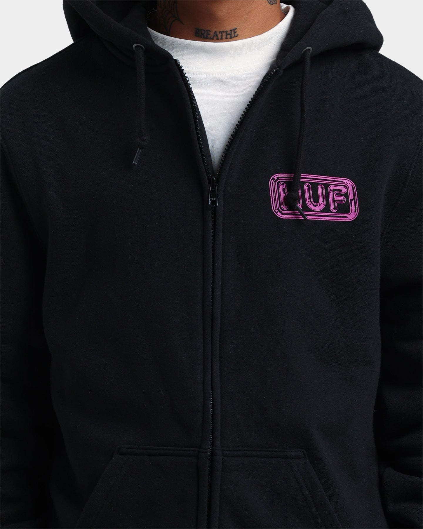 HUF Common H Zip Up Hoodie Black