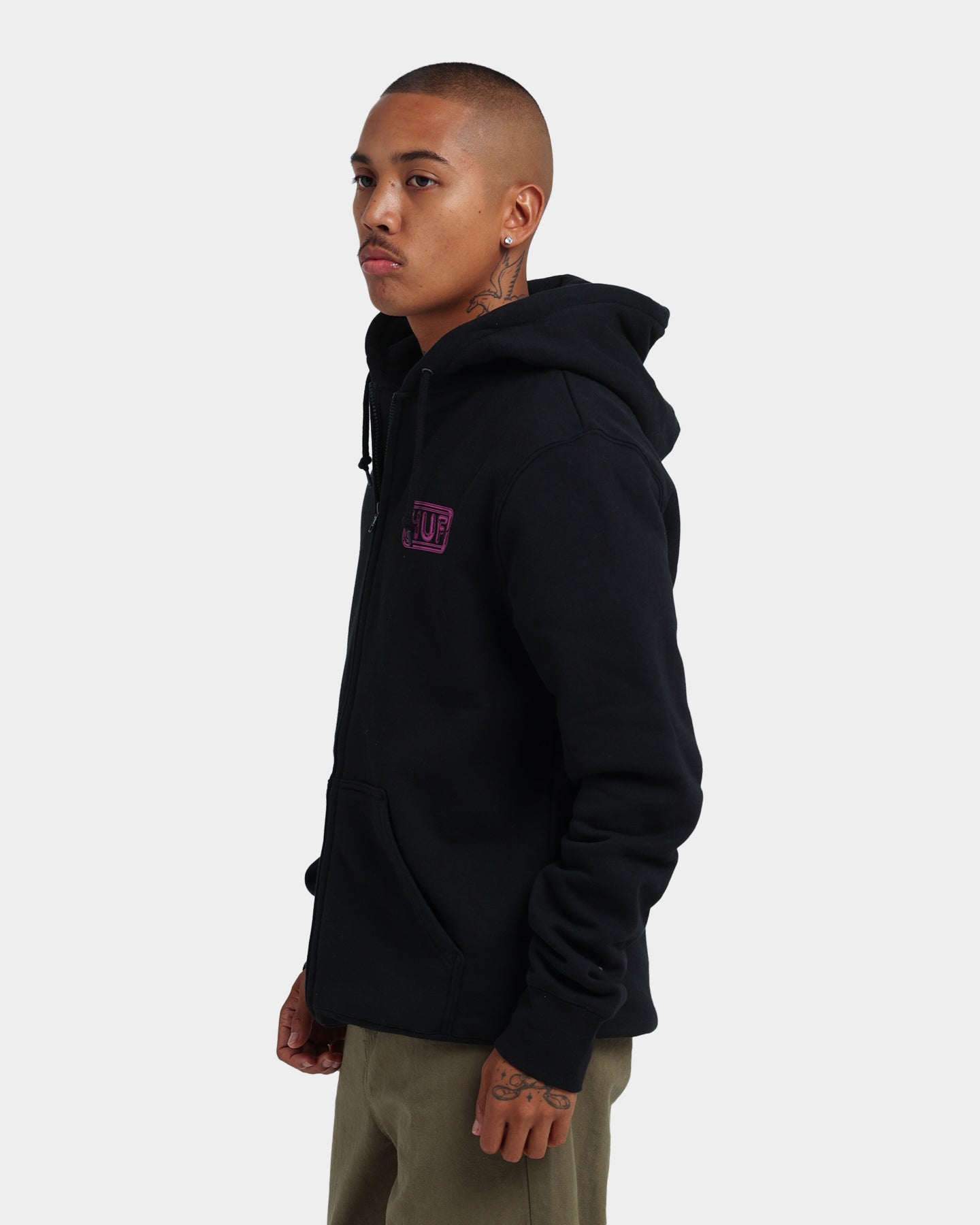 HUF Common H Zip Up Hoodie Black