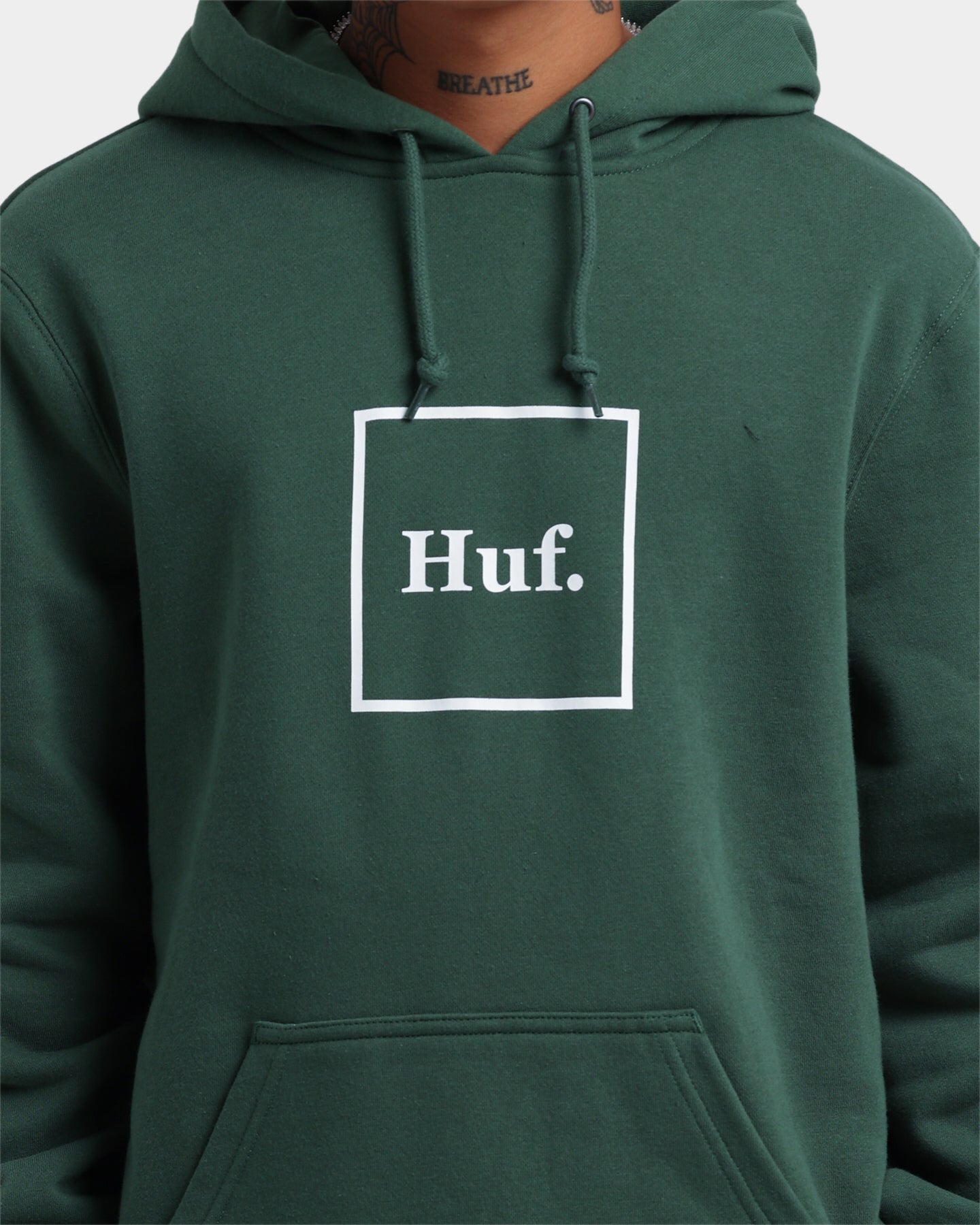 Huf Essentials Box Logo Pullover Hoodie Dark Green