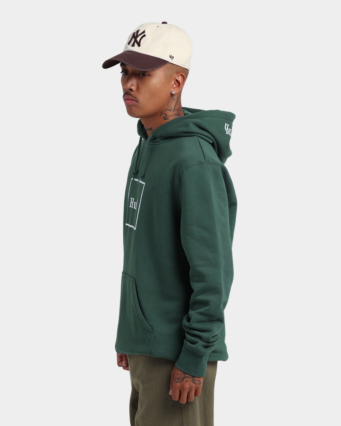 Huf Essentials Box Logo Pullover Hoodie Dark Green