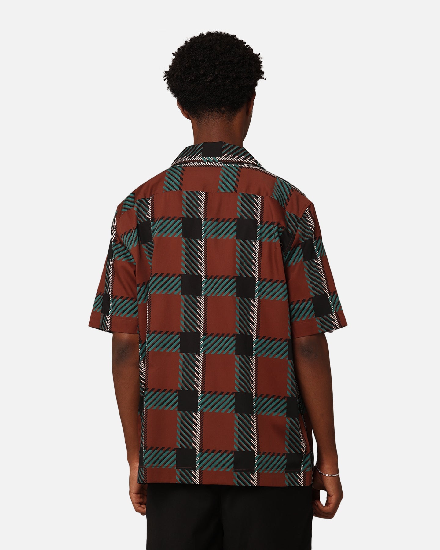 Fred Perry Glitch Tartan Revere Collared Shirt Whisky Brown