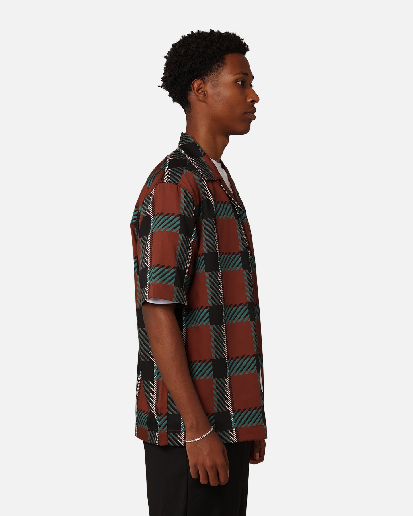 Fred Perry Glitch Tartan Revere Collared Shirt Whisky Brown