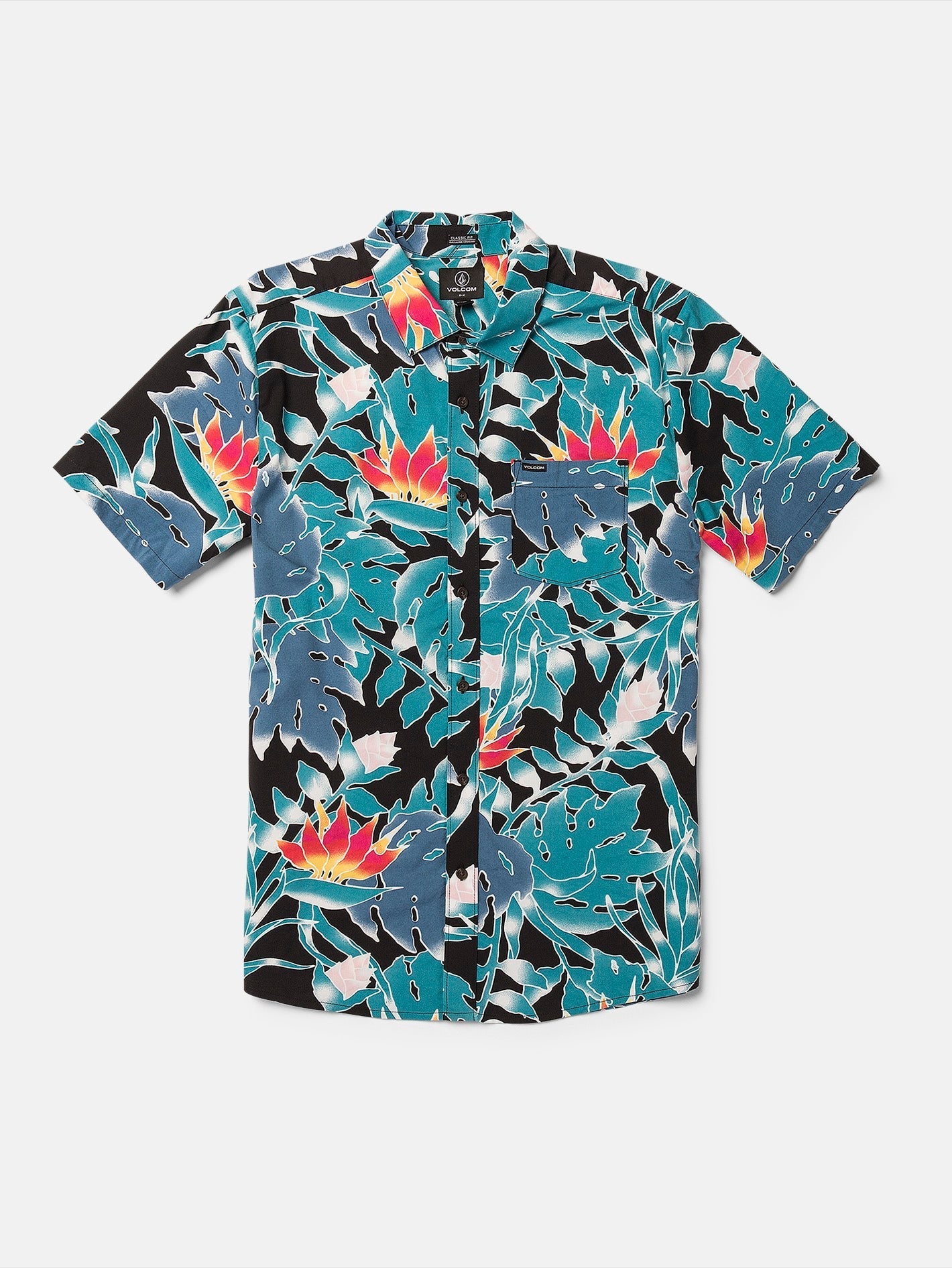 Leaf Pit Floral Short Sleeve Shirt - Black