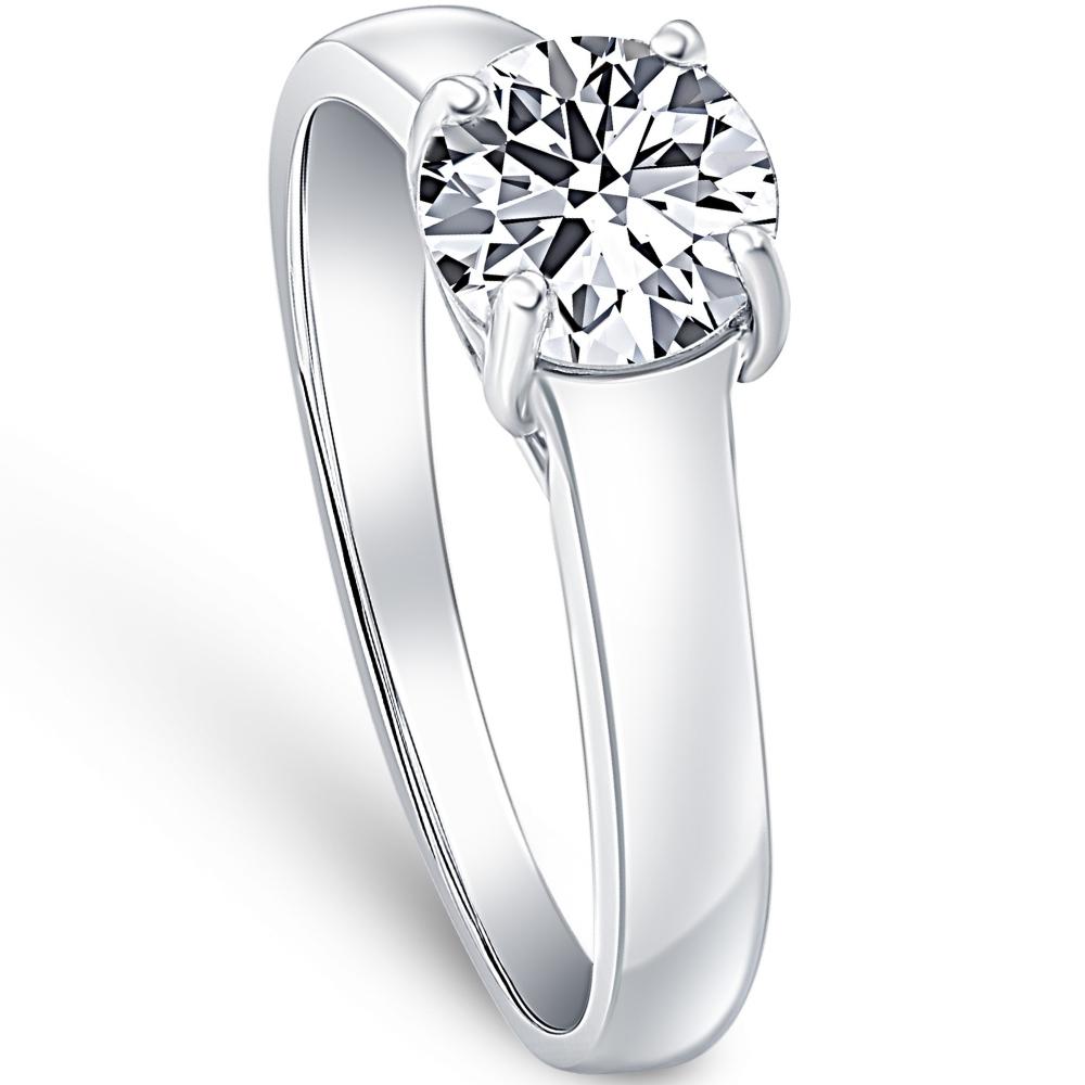 1 Ct Solitaire Round Cut Diamond Engagement Ring 14k White Gold Lab Grown