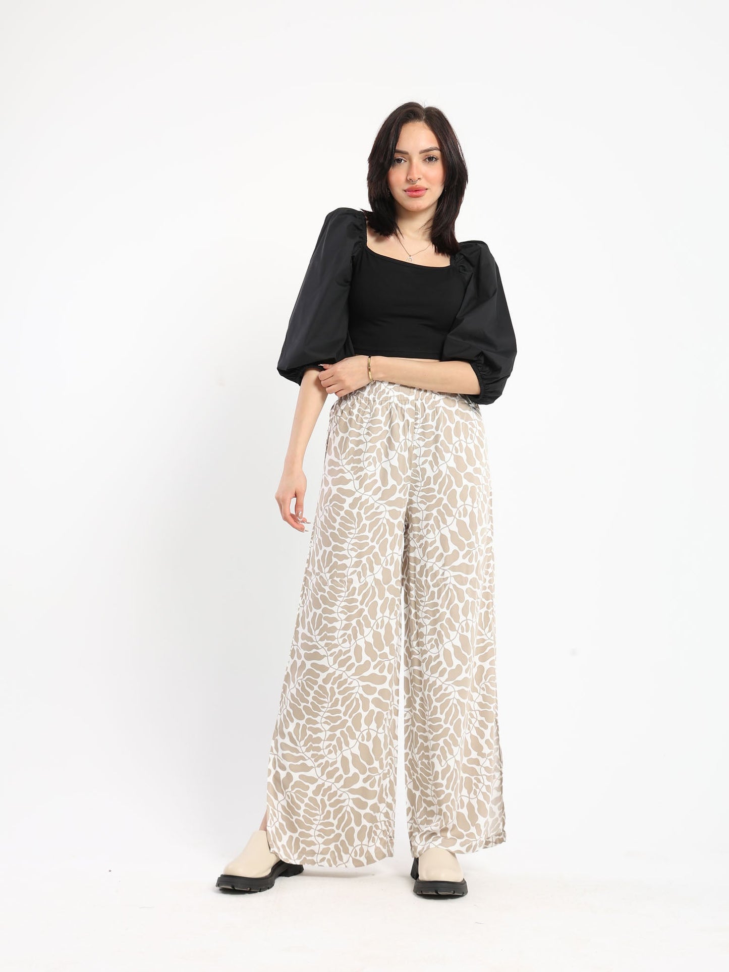 Printed Pants - Slit Hem