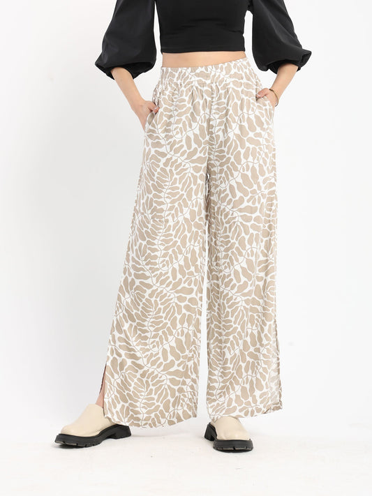 Printed Pants - Slit Hem