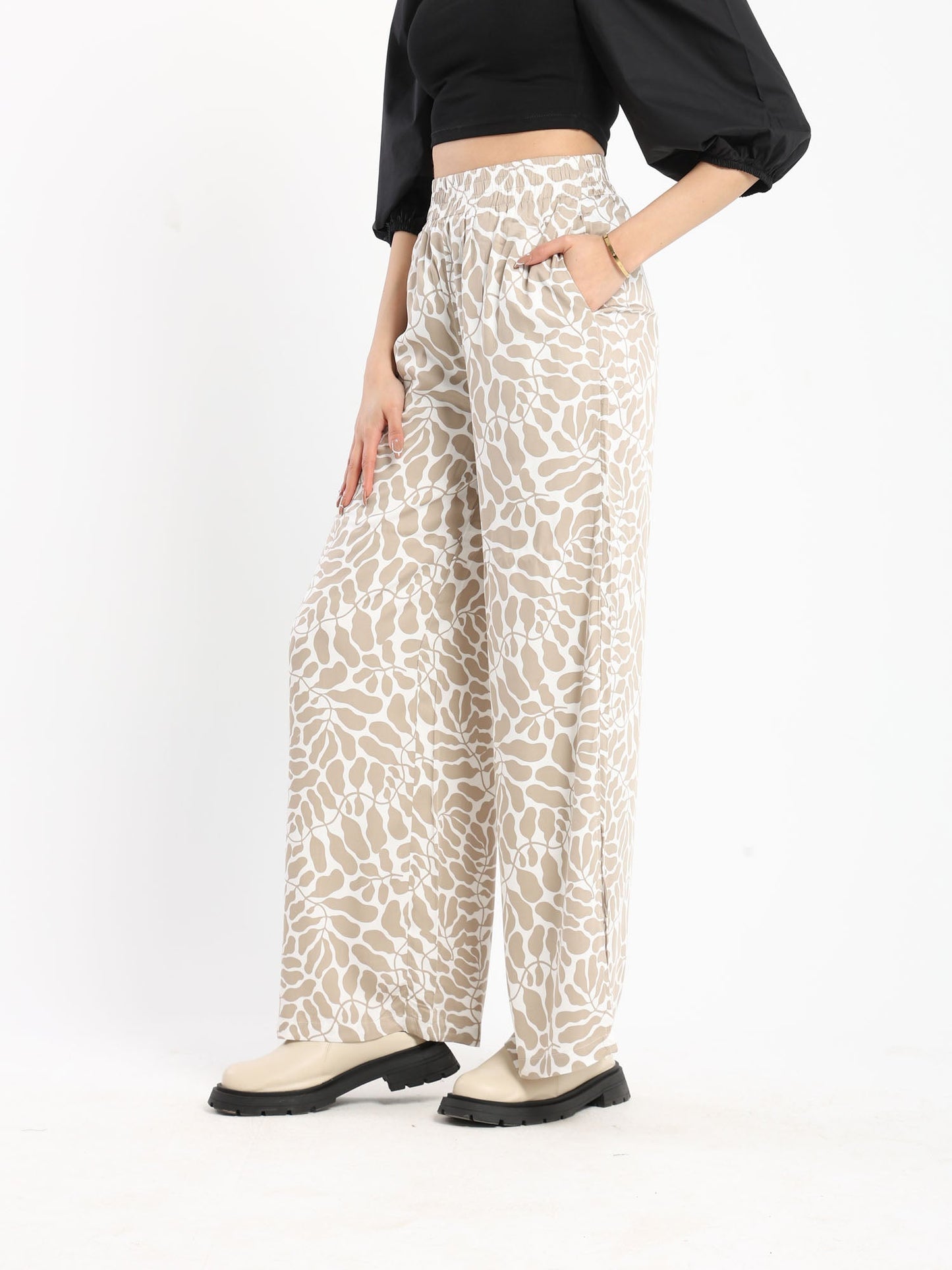 Printed Pants - Slit Hem