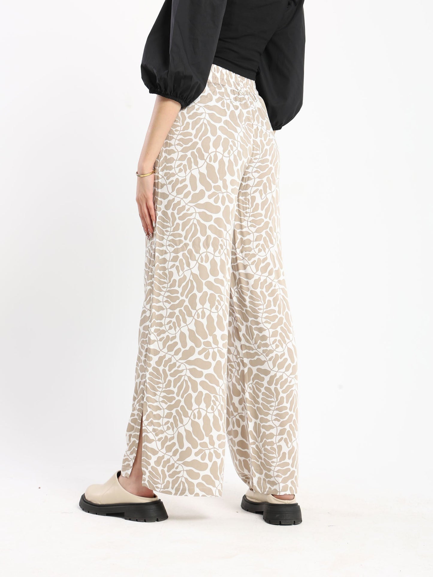 Printed Pants - Slit Hem