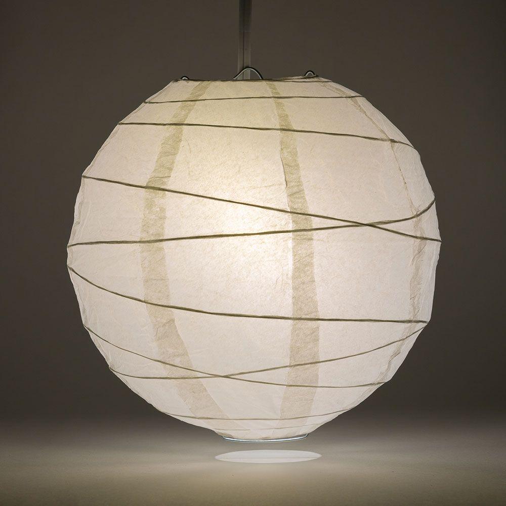 16" White Round Paper Lantern, Crisscross Ribbing, Chinese Hanging Wedding & Party Decoration