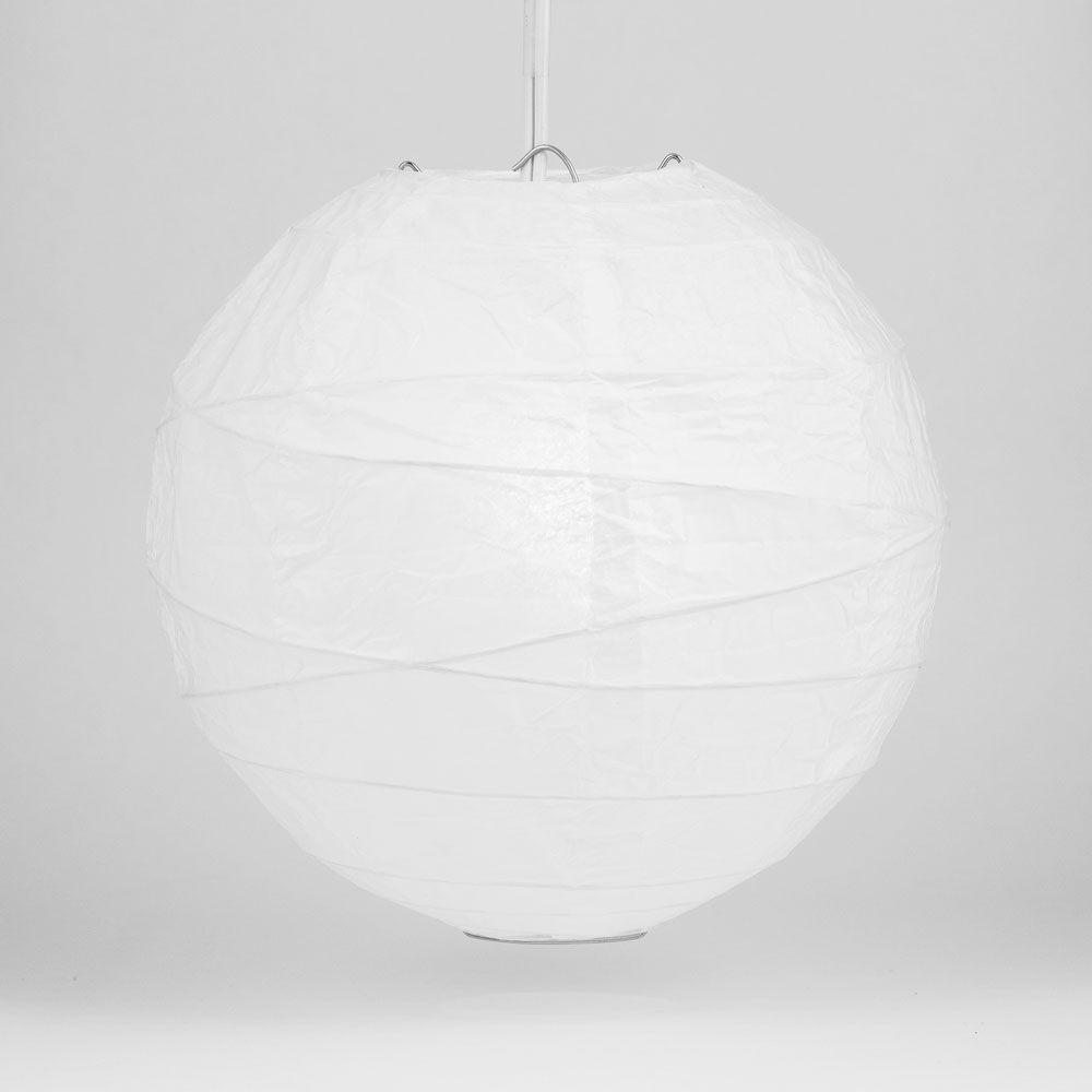 16" White Round Paper Lantern, Crisscross Ribbing, Chinese Hanging Wedding & Party Decoration