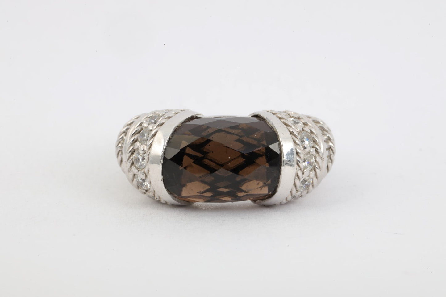 Judith Ripka 925 Silver Ring with Stones Size 7 (10.88g.)