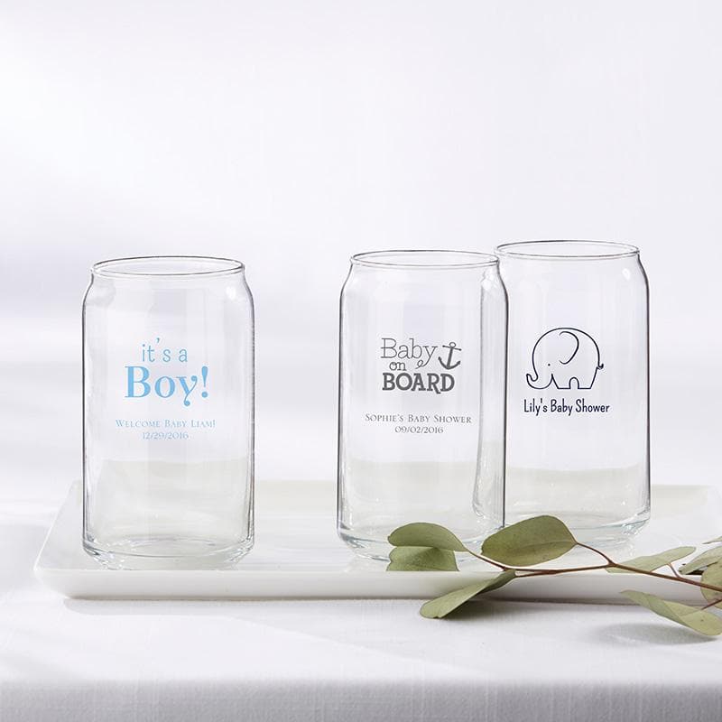 Personalized Baby Shower 16 oz. Can Glass