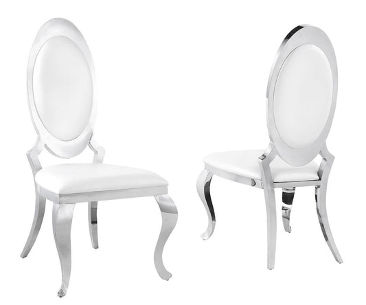 2, 4 or 6 Modern White & Silver Chairs- Model Elara