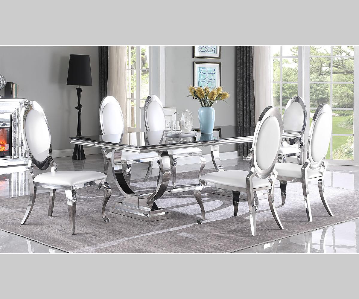 2, 4 or 6 Modern White & Silver Chairs- Model Elara