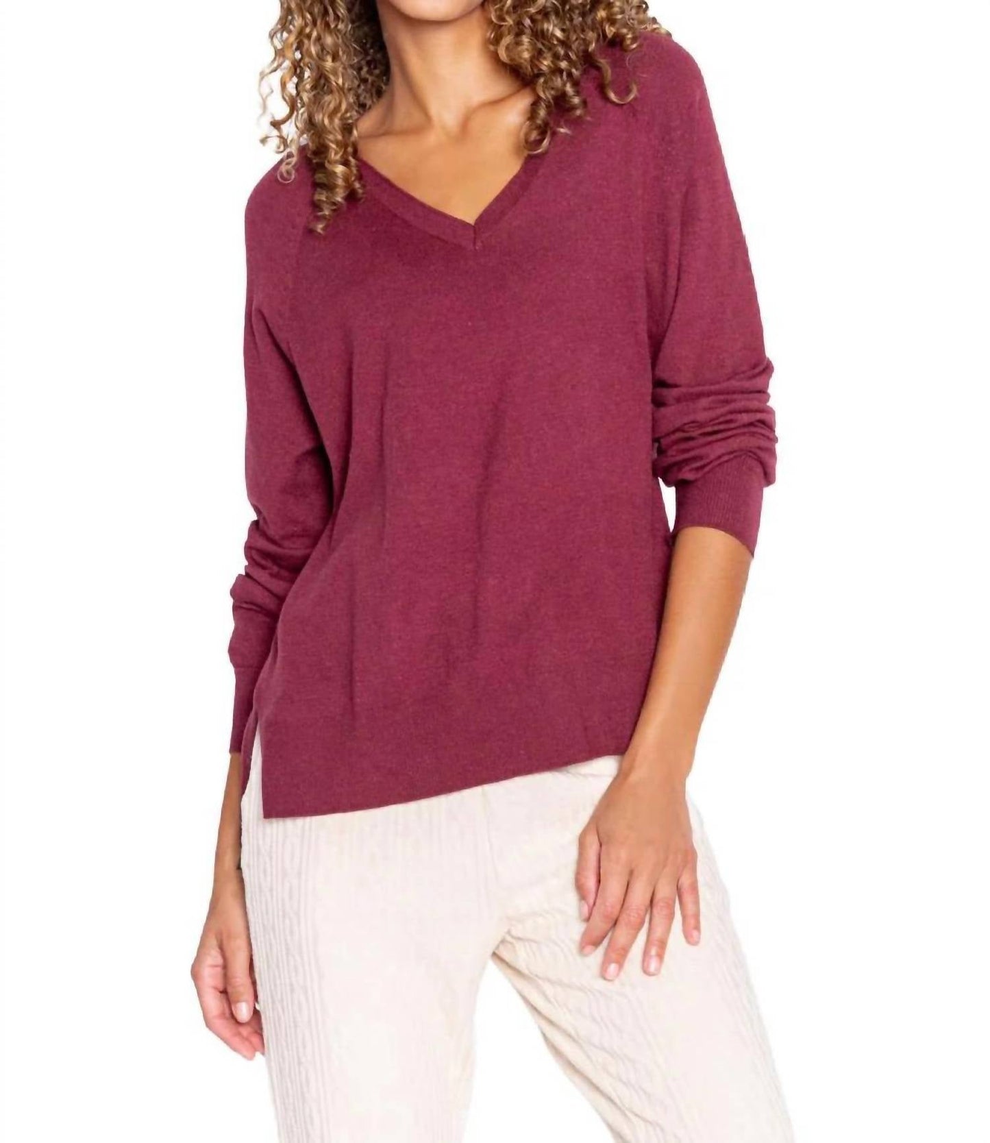 Slounge Garden Long Sleeve Top In Bordeaux