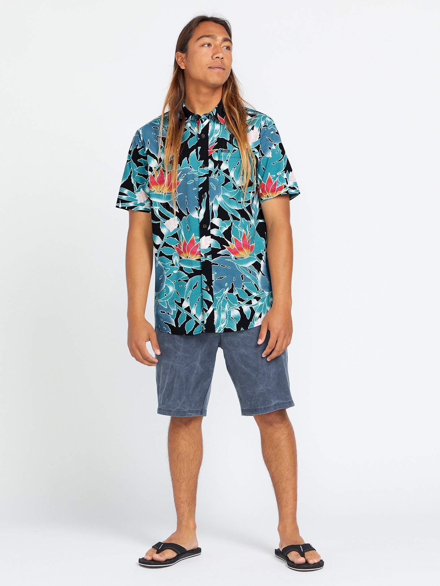 Leaf Pit Floral Short Sleeve Shirt - Black