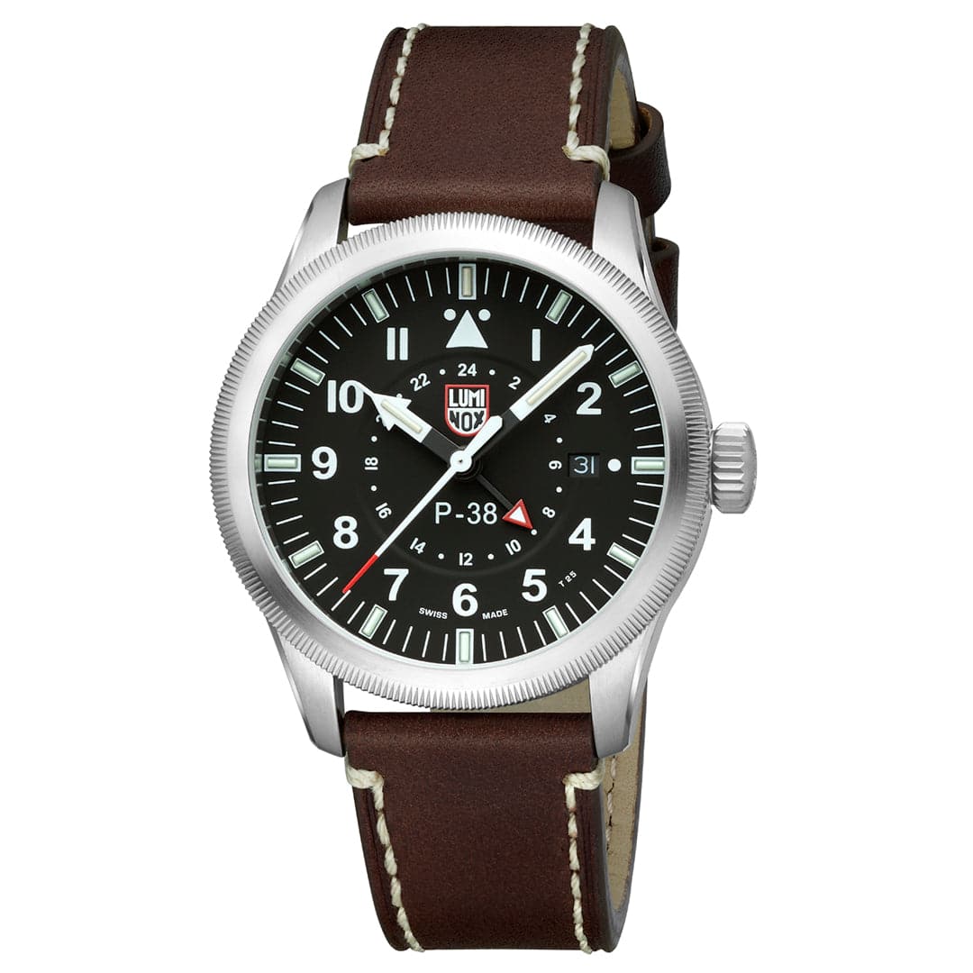 Luminox Air Pilot P-38 Lightning Series GMT - 9521 Brown Leather Strap Men Watch