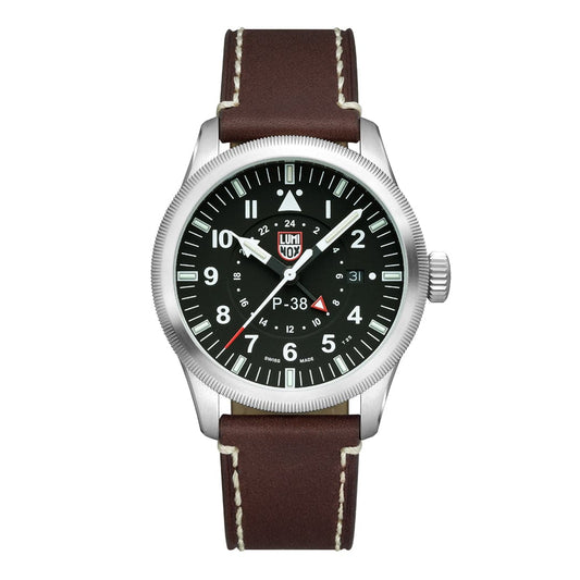 Luminox Air Pilot P-38 Lightning Series GMT - 9521 Brown Leather Strap Men Watch