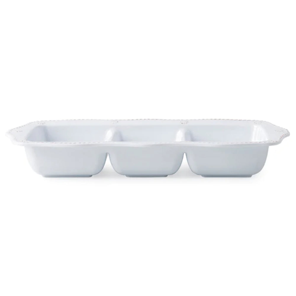 Juliska Berry & Thread Whitewash Melamine 14" Triple Section Server