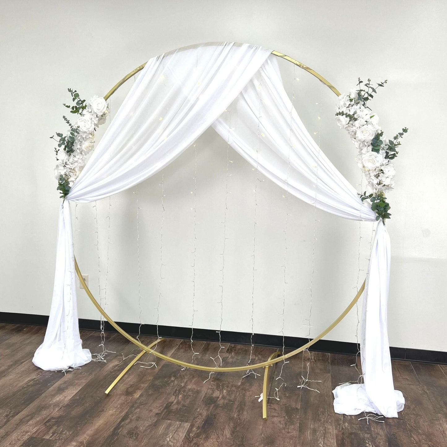 Round Wedding Arch Backdrop Frame Stand 7.5 ft - Silver