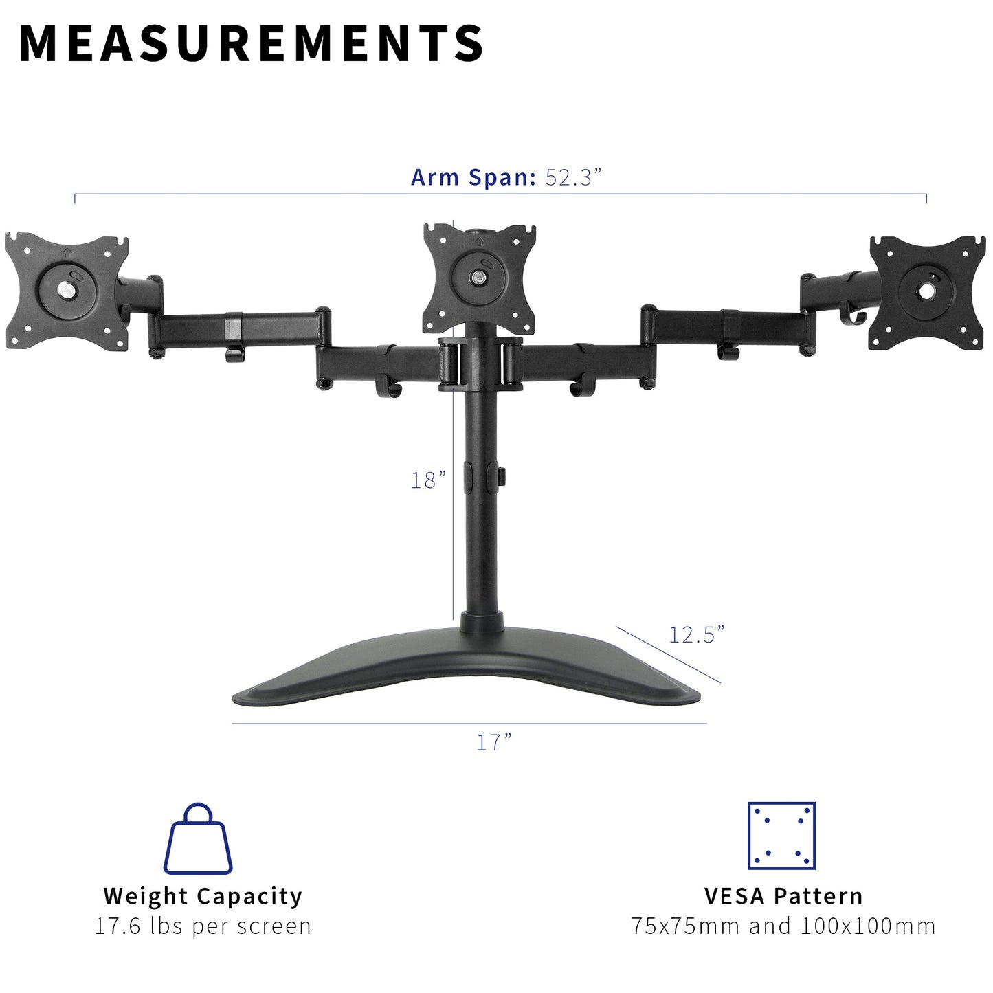 Triple Monitor Desk Stand