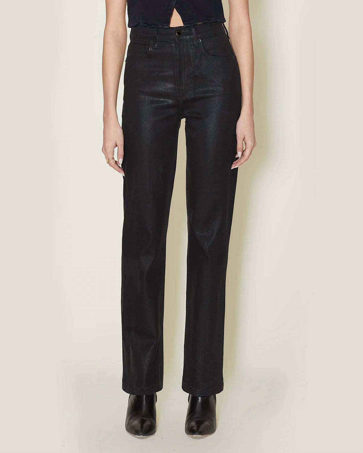 Sabine Straight Jeans In Coated Black