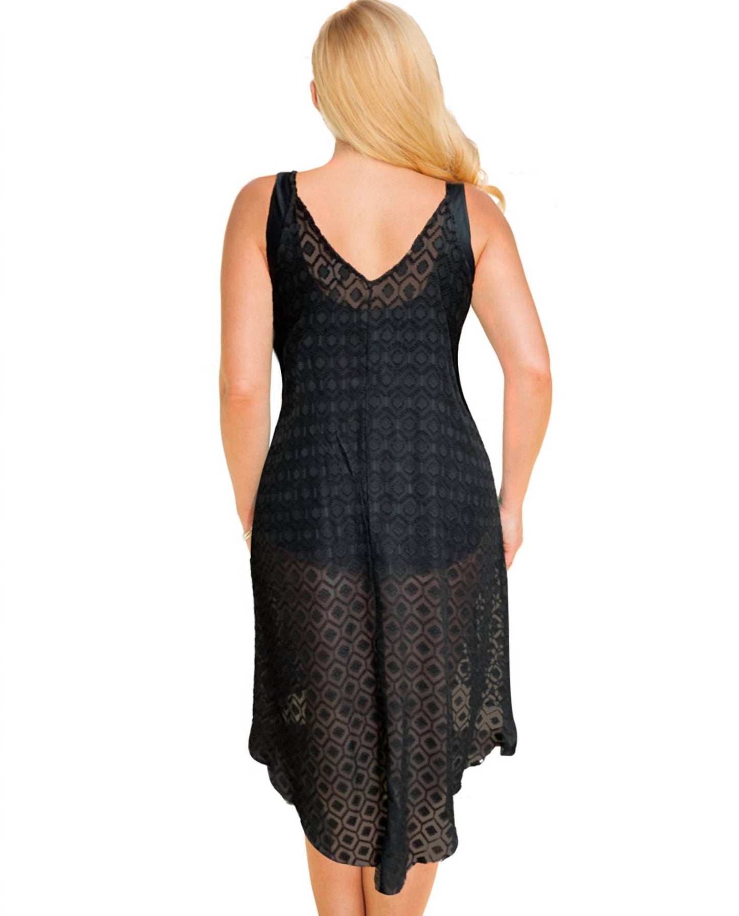 Plus Size V-Bottom Cover Up Dress In Afm Black