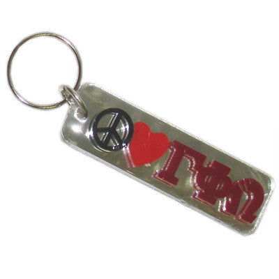 Gamma Phi Omega Peace Love Keychain - Craftique cqPLKC