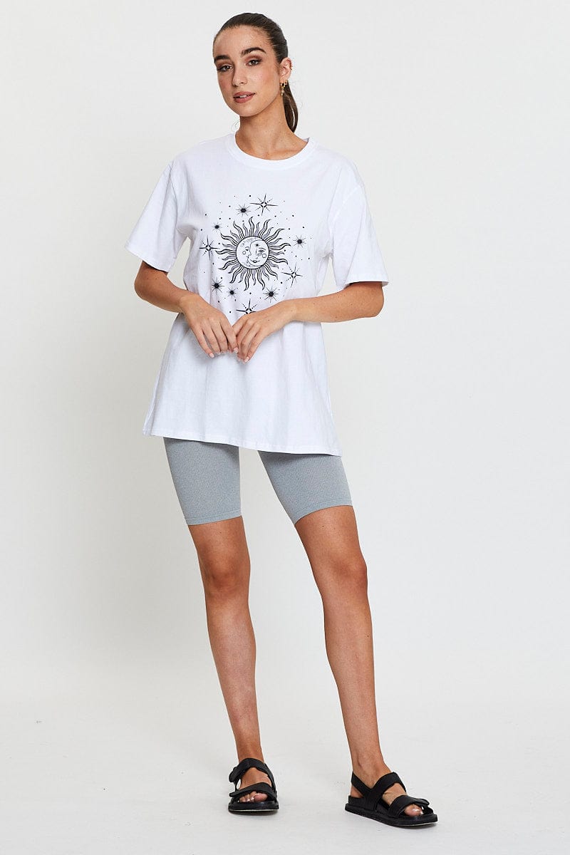 White Graphic T Shirt Short Sleeve