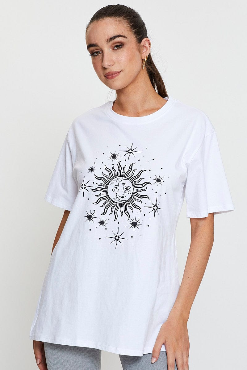 White Graphic T Shirt Short Sleeve