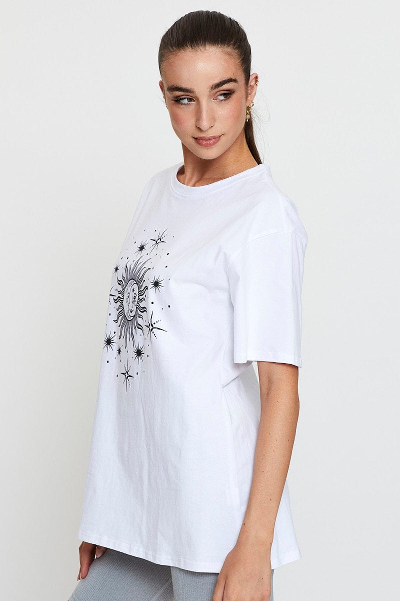 White Graphic T Shirt Short Sleeve