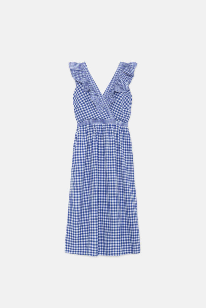 Ruffled Gingham Midi Dress