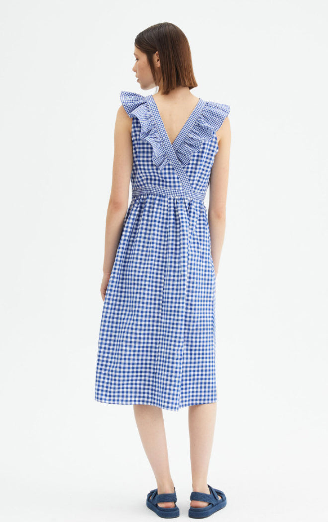 Ruffled Gingham Midi Dress