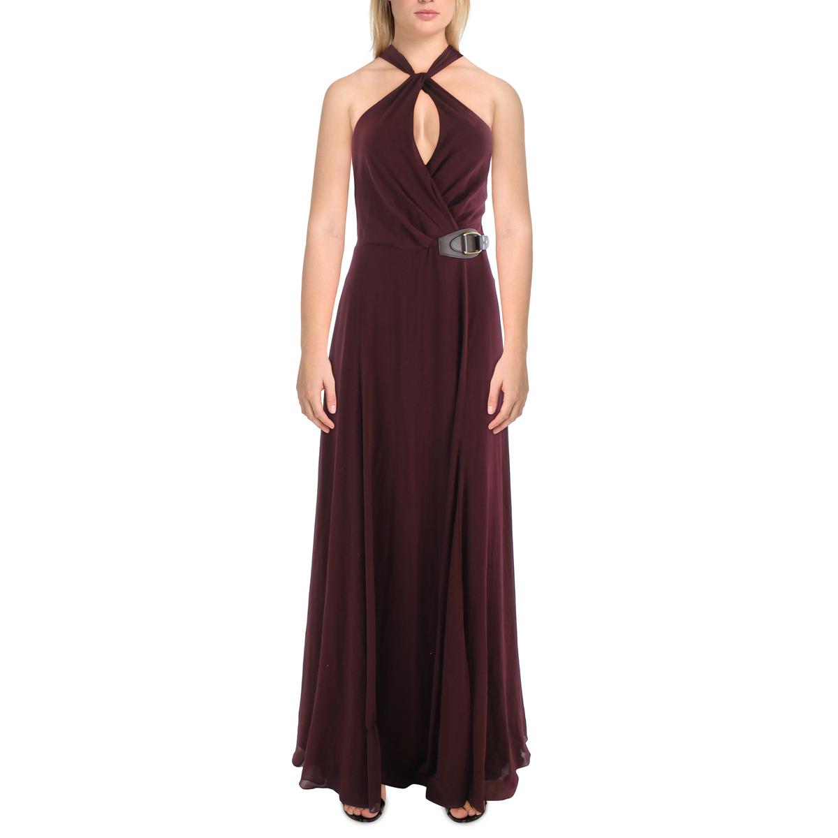 Lauren Ralph Lauren Womens Georgette Halter Evening Dress