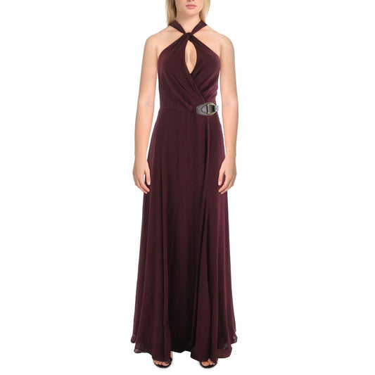 Lauren Ralph Lauren Womens Georgette Halter Evening Dress