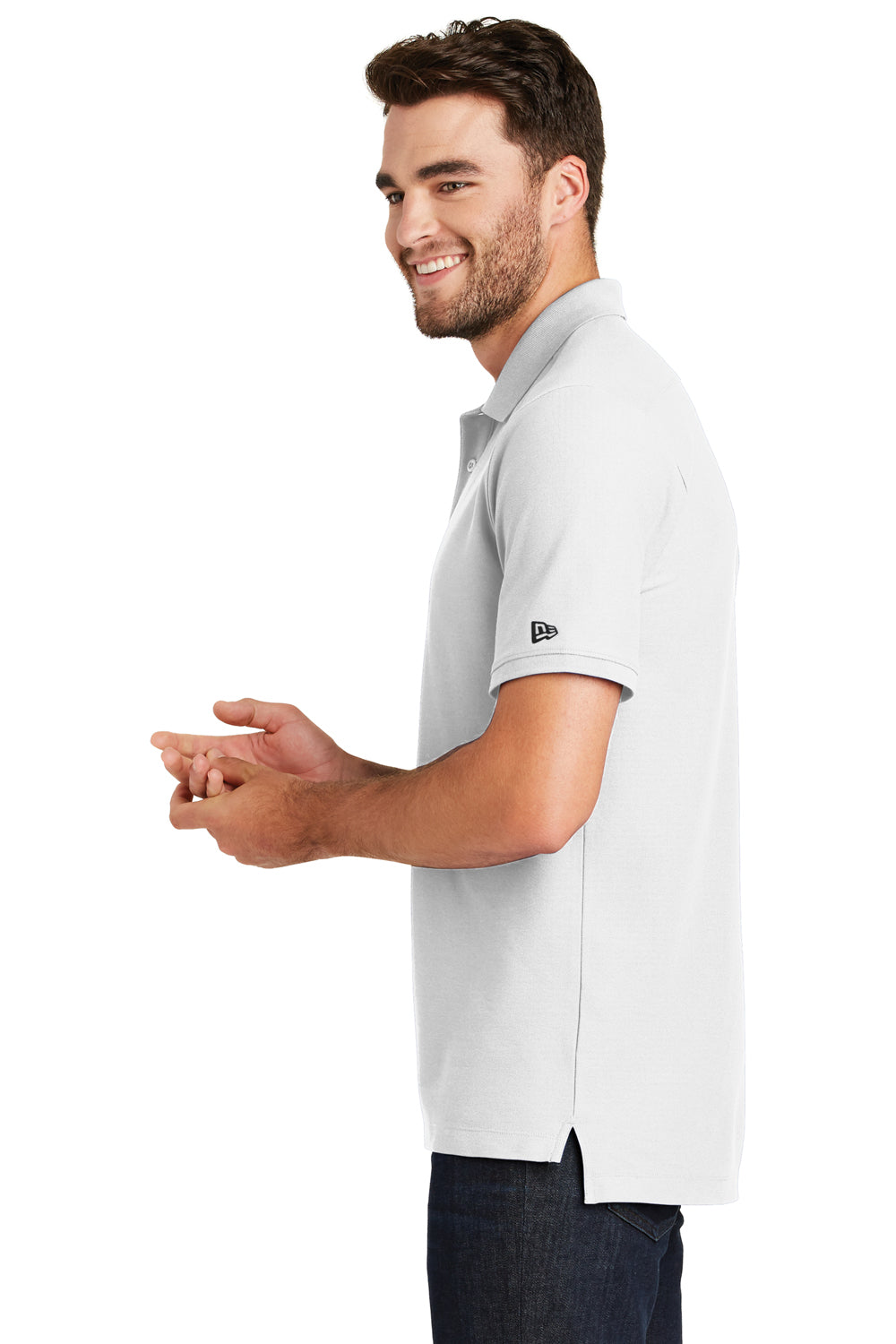 New Era Mens Venue Home Plate Moisture Wicking Short Sleeve Polo Shirt - White