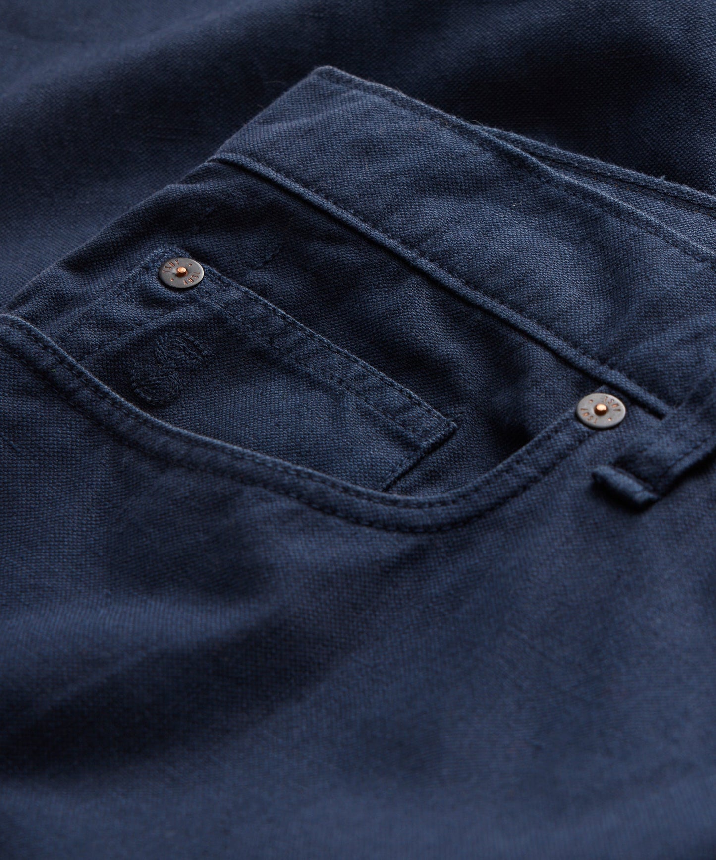 Slim 5-Pocket Cotton Linen Pant in Dark Indigo