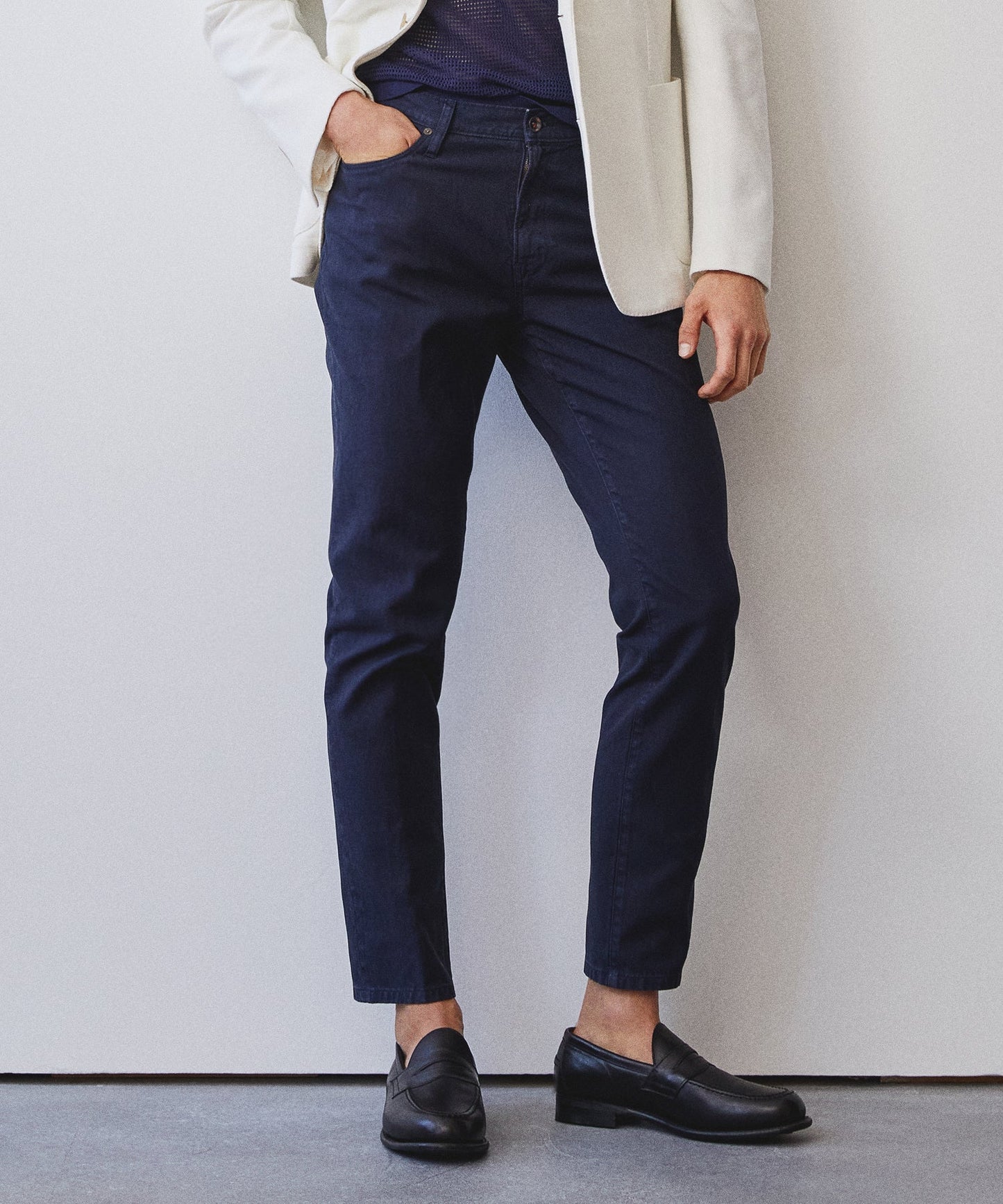 Slim 5-Pocket Cotton Linen Pant in Dark Indigo